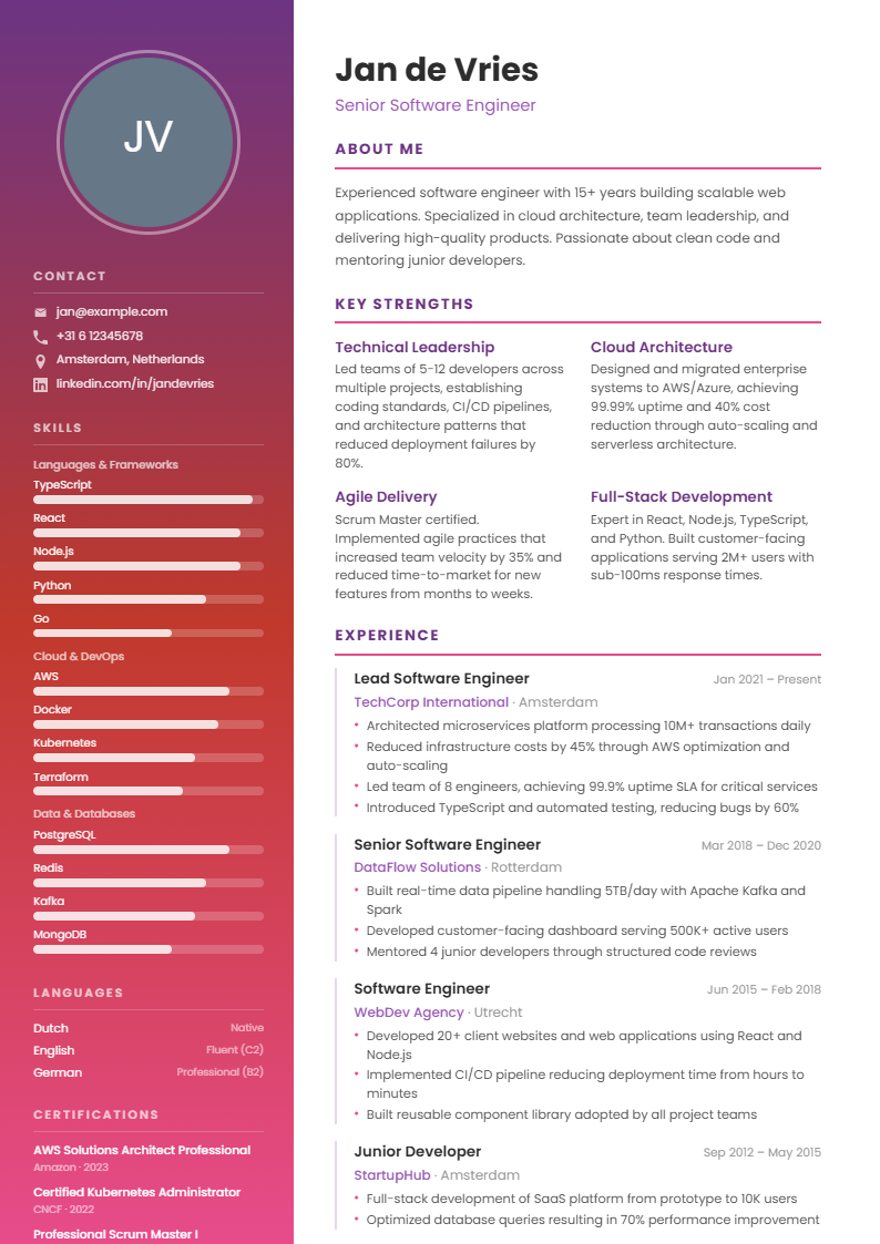 Creative CV template preview