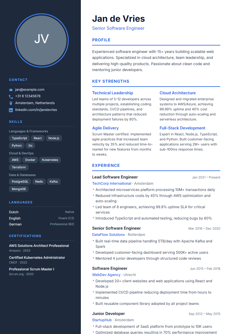 Modern CV template preview